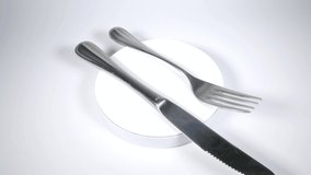 Knife and fork, close up video clip
