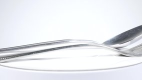 Fork and spoon, close up video clip