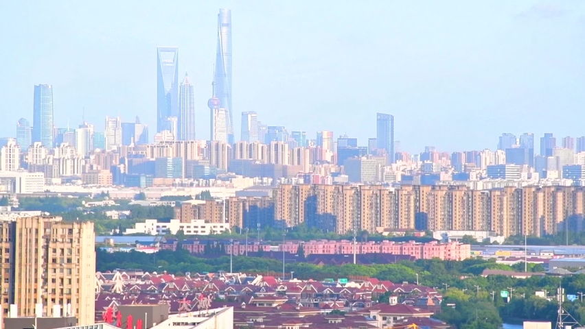 A panoramic view of the central city of Shanghai, China