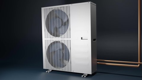 two-fan air conditioner outdoor unit operating