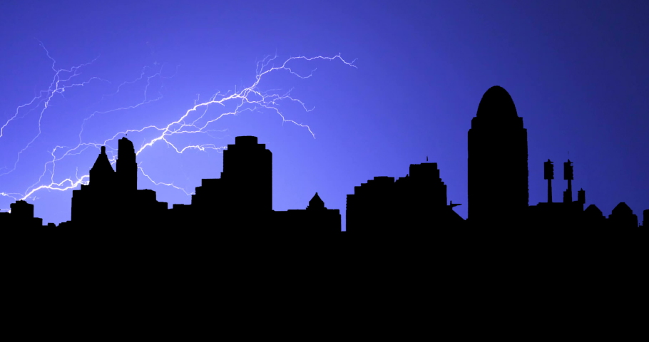 Cincinnati OH Timelapse Ohio Stormy Night Lighting Bolt Time Lapse