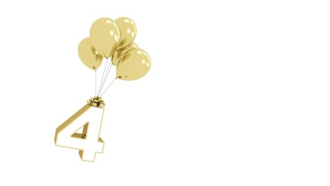 Cute Funny Gold Number 4 four with Golden fly Balloon