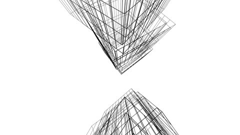 linear 3d view of abstract modern architecture
