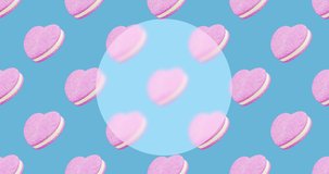 Minimal motion 3d art. Sweetie heart seamless animation pattern. Sweet, candy,party shop concept. 4k video. For your text space