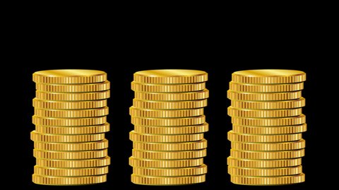 Gold coins on a transparent background