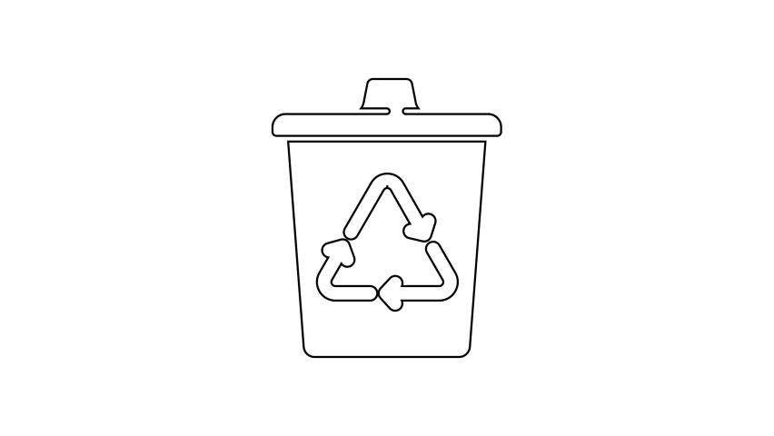 Black Line Recycle Bin with Stock Footage Video (100% Royalty-free ...