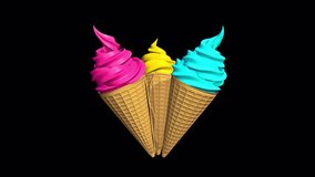 Ice Cream Colorful Alpha Channel Looped Video