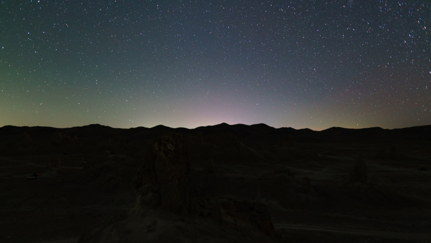 Time lapse night to day transition of tufa towers in Trona Pinnacles in California Royalty-Free Stock Footage #1067236714