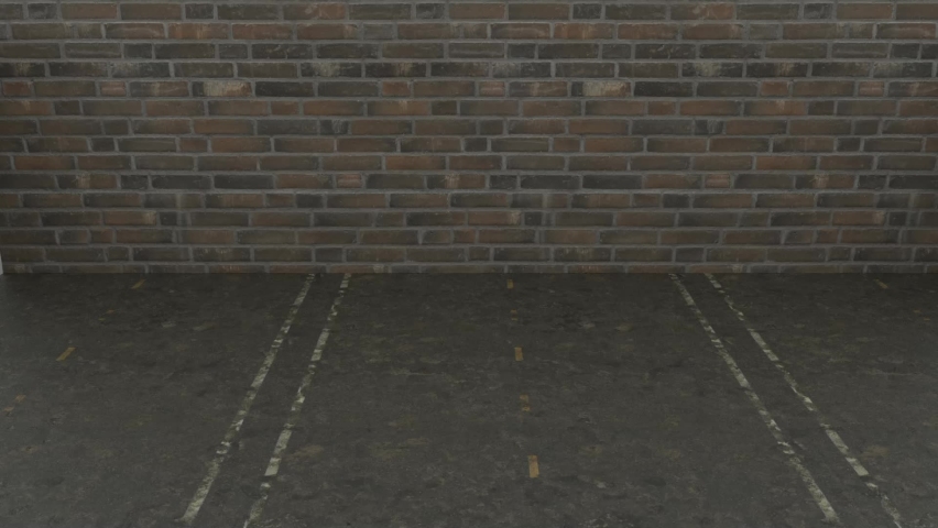 Four wooden wheels of an old wagon roll out in front of the camera, hitting the wall.