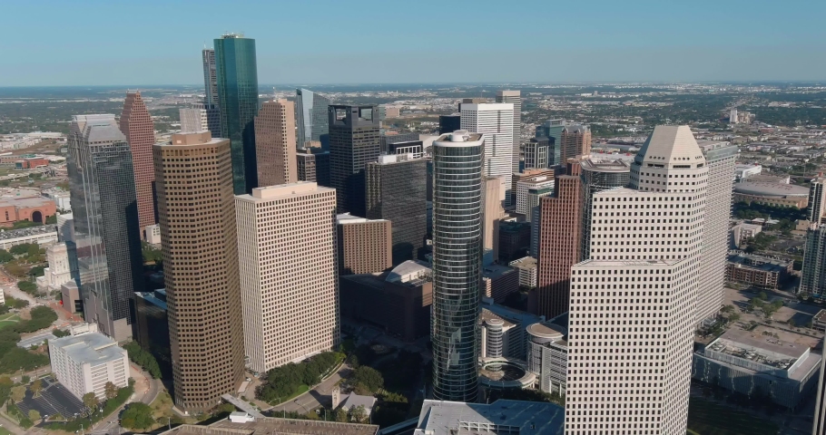 Drone view of downtown Houston skyline. This video was filmed in4k for best image quality. Royalty-Free Stock Footage #1067252038