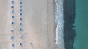 Vertical video beach at the seaside resort town. Turkey.