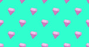 Minimal motion 3d art. Diamonds abstract seamless animation pattern. Sweet, candy, party shop, fashion concept.  4k video