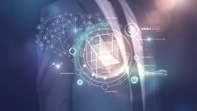 Working with a virtual infographic panel in augmented reality. - Powered by Shutterstock - Get 15% off with code: PIKWIZARD15