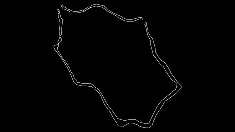 Penrhyn district of Cook Islands map outline animation