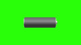 Animation of Battery Charging Level Colorful On Green Screen