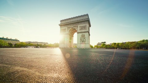 Triumphal Arch at sunrise, Paris, France