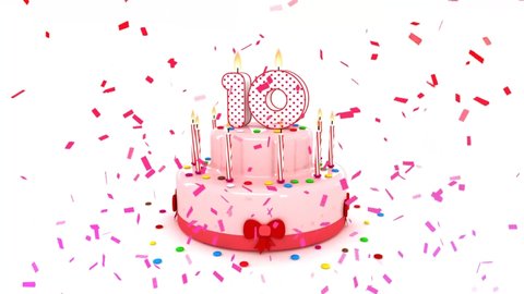 Cute Happy Birthday Cake Number 10 ten  with Colorful Confetti for Funny Surprise Party
