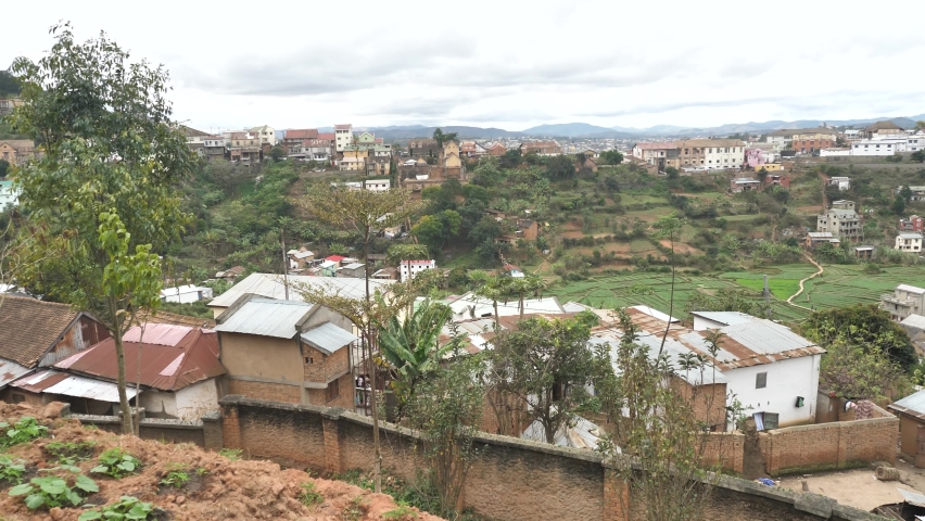 Pan Shot Of Countryside of Andasibe Town, Madagascar