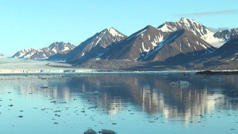 Svalbard. Spitsbergen. The nature of the Arctic with mountains and glaciers.