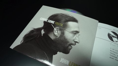Rome, Italy - February 6, 2021, cover, booklet and cd Gimme Some Truth, john Lennon.