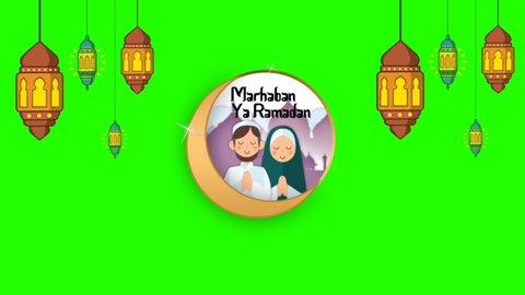 Animated Ramadan celebration on green screen. welcome ramadan(ramazan). ramadan loading