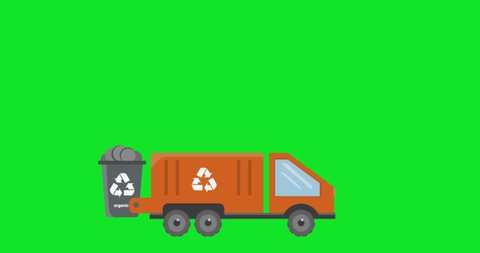 Animation with a garbage truck for recycling