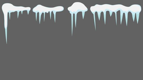 Icicles are melting , Melting Icicles , Drops From Melting Snow Animation. Drops of water run down the melting icicles. Spring drops dripping icicles on a warm day.