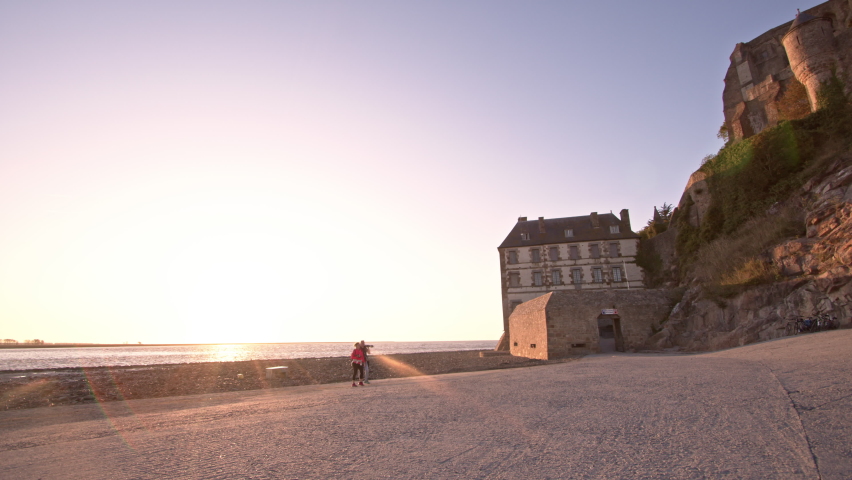A time lapse view of Mont Saint-Michel, France.  Mont Saint-Michel is one of France