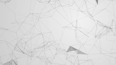 Animated Black and White Background with Lines and Triangles. Plexus Background with Abstract Connected Lines. Blockchain Concept, Communications, Neural Networks, Science