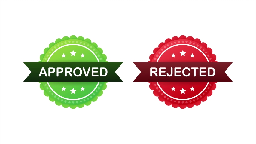 Approved and rejected label sticker icon. stock illustration.