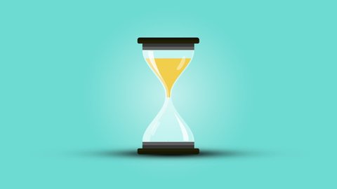 Hourglass - sand clock on blue background -seamless loop