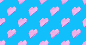 Minimal motion 3d art. Heart abstract seamless animation pattern. Sweet, candy,party shop,valentines day, greatings concept.  4k video