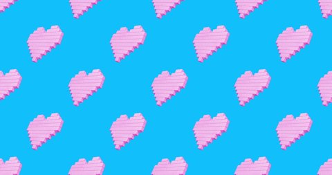 Minimal motion 3d art. Heart abstract seamless animation pattern. Sweet, candy,party shop,valentines day, greatings concept.  4k video