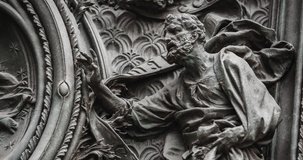 Statues on main entrance door of Duomo di Milano,main christian catholic church in Italy