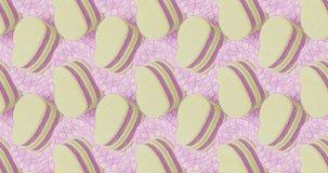 Minimal motion 3d art. Heart cake seamless animation vertical pattern. Sweet, candy, bakery shop, Cake lover, valentines day, womans day, mother day greatings concept. 4k video