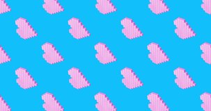 Minimal motion 3d art. Heart abstract seamless animation vertical pattern. Sweet, candy,party shop,valentines day, greatings concept.  4k video