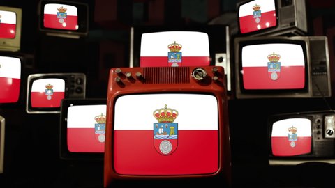 Flag of Cantabria and Vintage Televisions.