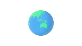 Flat design rotating Earth isolated on white. Animation of planet Earth. Flat design - stock video 4K