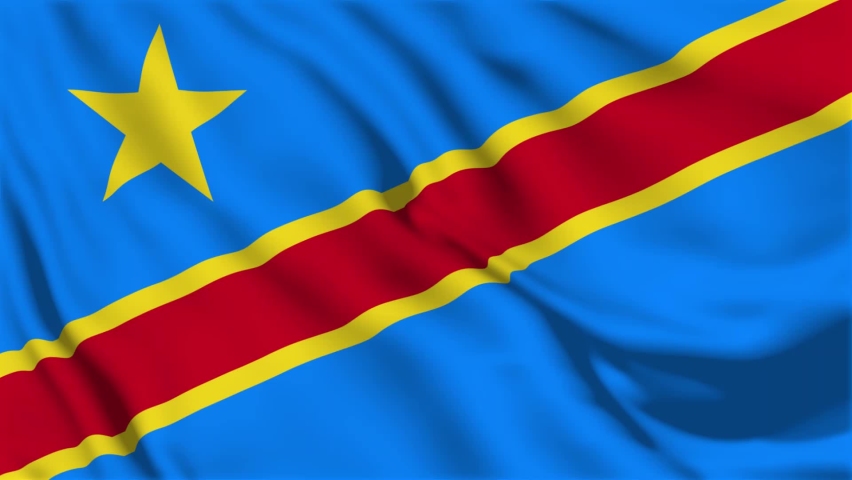 Democratic DR Congo flag is waving 3D animation. Democratic DR Congo  flag waving in the wind. National flag of Democratic DR Congo  . flag seamless loop animation. Royalty-Free Stock Footage #1067416916