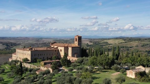 Aerial view of Saint Anna monastery ,Camprena, Toscana, Italy.