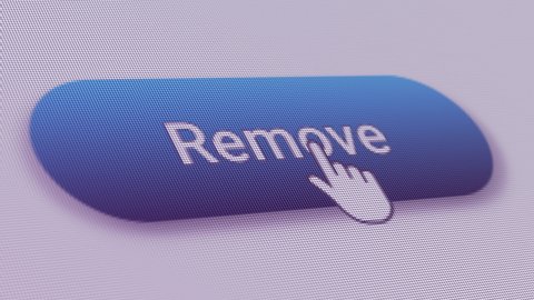 Remove Button Click Extreme Close Up 
A command button on a computer screen which delete files completely or erases text.