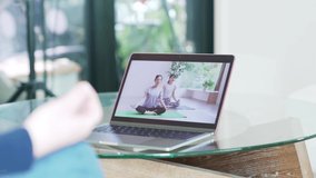 Online yoga concept. Remote lesson.