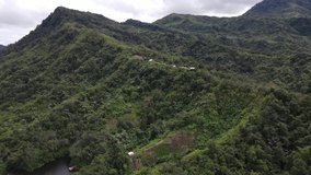 The video showing a isolated village at the top hill of tropical forest in Sarawak, Malaysia, Southeast Asia.