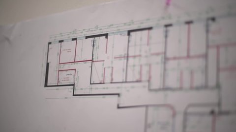 Planning scheme, renovation, architectural plan. Flat vector diagram of building design. Illustration of technical measurements.