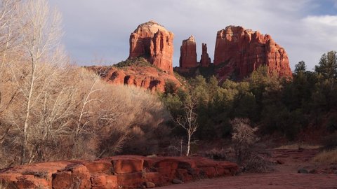 View of Cathedral Rock In Sedona Arizona Tilt Down