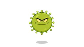 COVID-19 Virus Running From A Flying Syringe With A Vaccine. 4K Animation Video Motion Graphics With White Background