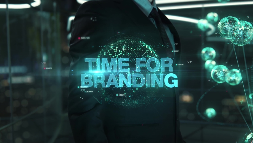Businessman with Time For Branding hologram concept | Shutterstock HD Video #1067459003