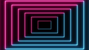 Neon light in the form of animated lines. 4K video. 3d rendering neon. Closed,loop neon animation.