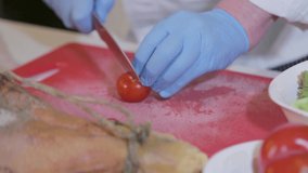 chef cooker chopping cherry tomato - Powered by Shutterstock - Get 15% off with code: PIKWIZARD15