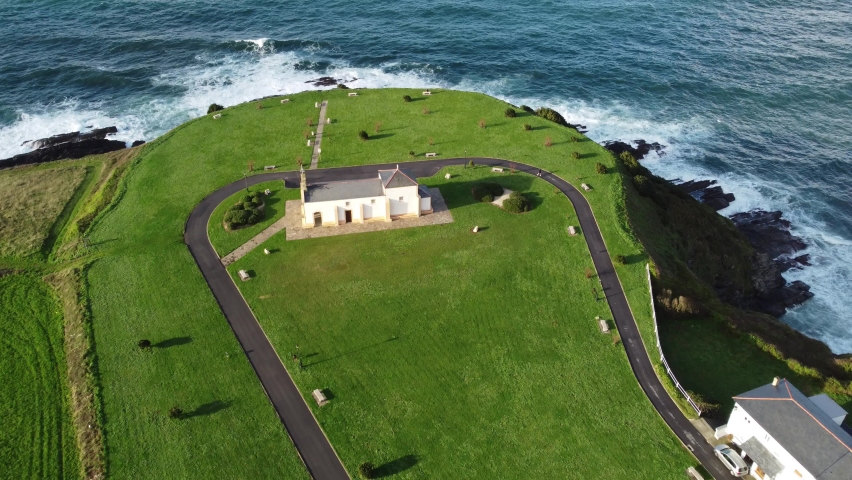 High views above a church in Asturias